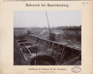 Dortmund-Ems-Kanal. Schiffshebewerk, Henrichenburg: Ausführung der Brunnen für die Schwimmer