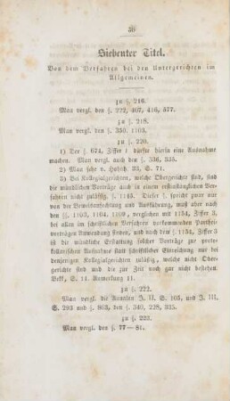 Siebenter Titel. Von dem Verfahren bei den Untergerichten im Allgemeinen