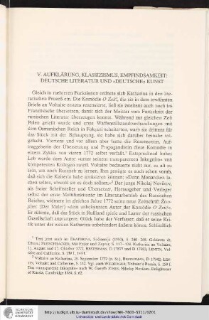 V. Aufklärung, Klassizismus, Empfindsamkeit: Deutsche Literatur und "Deutsche Kunst"
