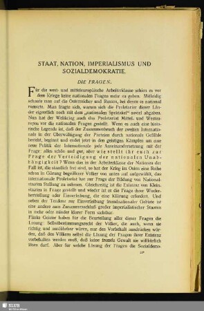 Staat, Nation, Imperialismus Und Sozialdemokratie