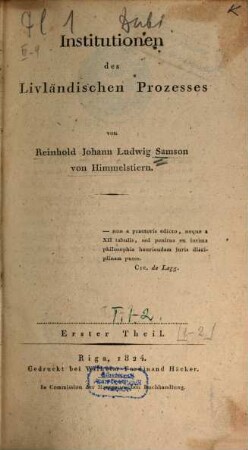 Institutionen des Livländischen Prozesses, 1