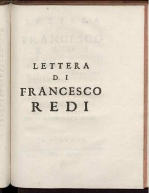 Lettera Di Francesco Redi