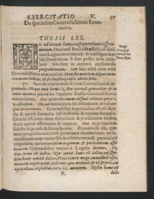 Exercitatio V. De speciebus Contradictionis Enuntiativae. Resp. Georgio Lampadio