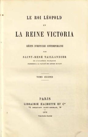 Le roi Léopold et la reine Victoria, récits d'histoire contemporaine, 2