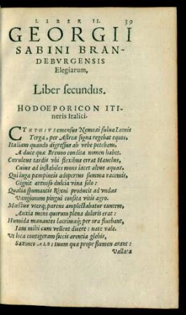 Georgii Sabini Brandeburgensis Elegiarum, Liber secundus.
