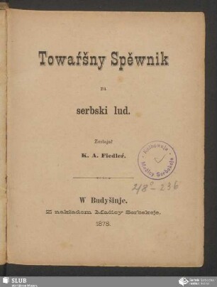 Towaŕšny Spěwnik za serbski lud