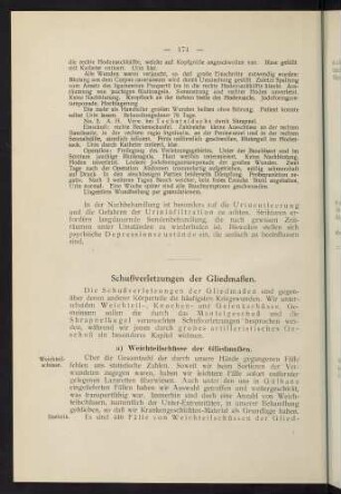 174-319, Schussverletzungen der Gliedmaßen.