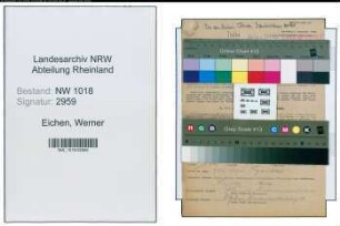 Entnazifizierung Werner Von Den Eichen , geb. 14.11.1908 (Bandwirker)
