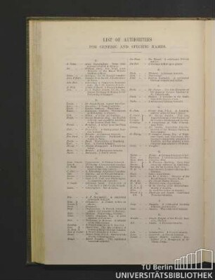 List of authorities for generic and specific names.