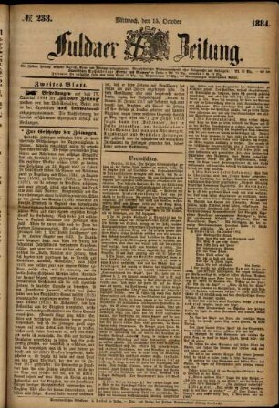 Ausgabe vom Mittwoch, den 15. Oktober 1884.
