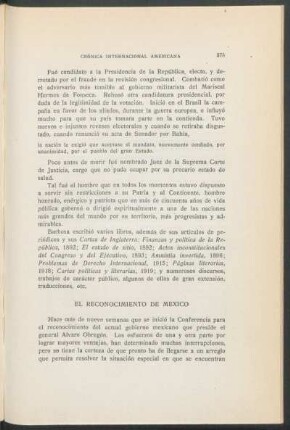 El reconocimiento de Mexico