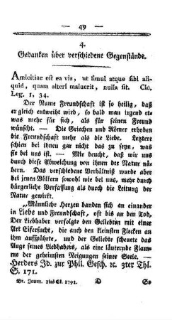 Gedanken über verschiedene Gegenstände
