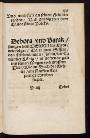 Debora und Barak sungen dem Herrn dis Liede/ wie folget ...