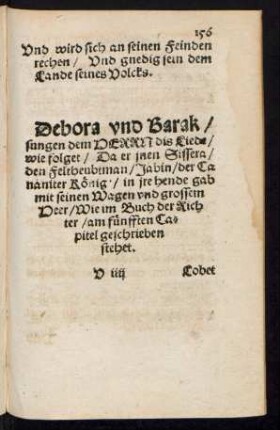 Debora und Barak sungen dem Herrn dis Liede/ wie folget ...