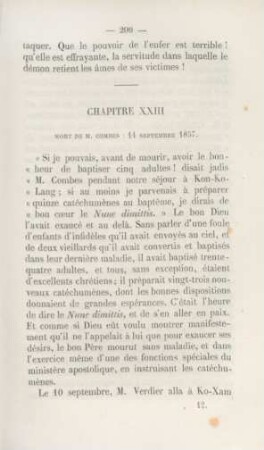 Chapitre XXIII. Mort de M. Combes : 14 septembre 1857