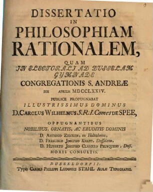 Diss. in philosophiam rationalem