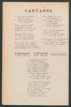 Tápame, tápame : Canción popular
