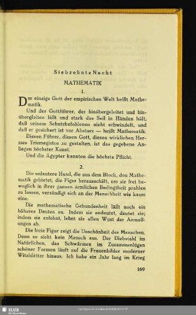 Siebzehnte Nacht. Mathematik