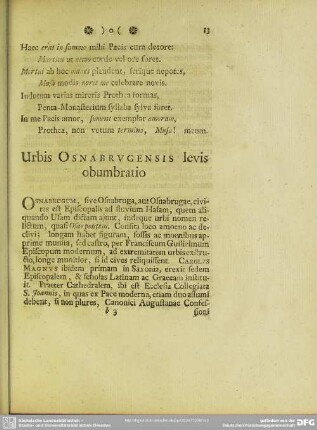 Urbis Osnaburgensis levis obumbratio