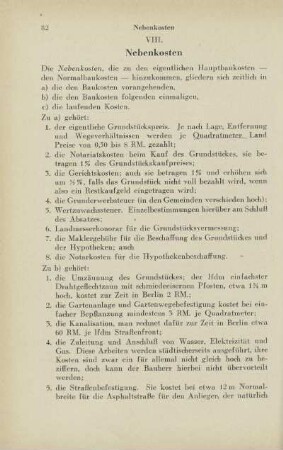 VIII. Nebenkosten
