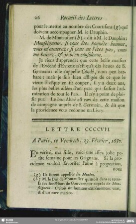 Lettre CCCCVII. A Paris, ce Vendredi, 23. Février, 1680