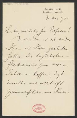 Brief an Karl Klindworth : 31.12.1900
