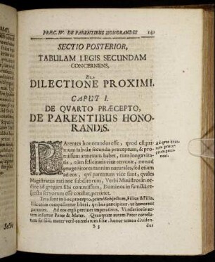 Caput I. De Quarto Præcepto, De Parentibus Honorandis.