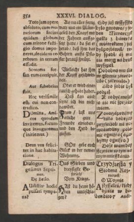 Dialogus Trigesimus Septimus = Das Sieben und dreysigste Gespräch = Trzydziesta y Siodma Rozmowa