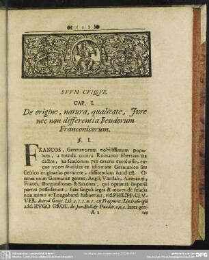 Cap. I. De origine, natura, qualitate, Jure nec non differentia Feudorum Franconicorum