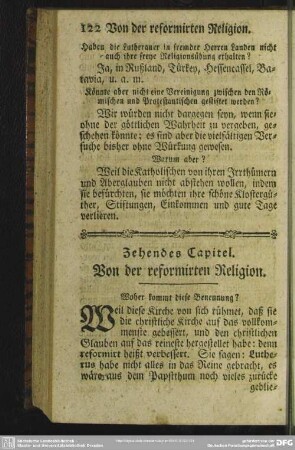 Zehendes Capitel. Von der reformirten Religion