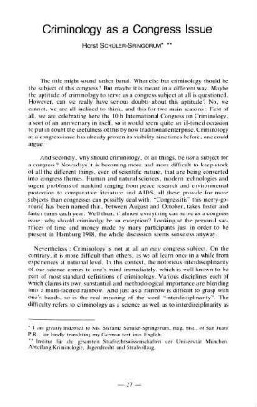 27-36, 2. Criminology as a Congress Issue