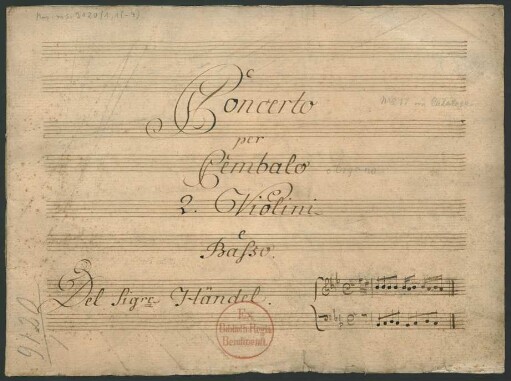 Konzerte; cemb, strings, bc; B-Dur
