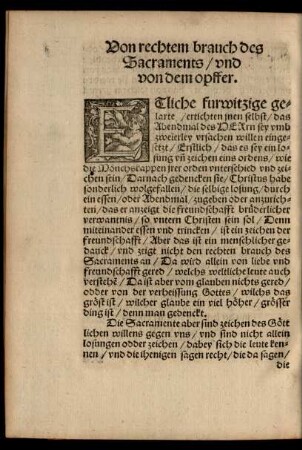 Von rechtem brauch des Sacraments ...