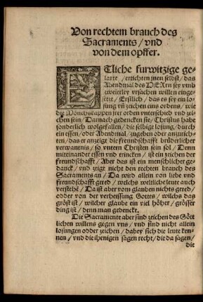 Von rechtem brauch des Sacraments ...