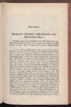 Erstes Kapitel. England (Irland, Schottland) und Nordamerika.