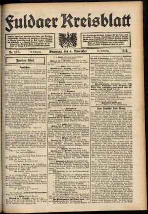 Zweite Ausgabe vom Samstag, den 04. November 1911.