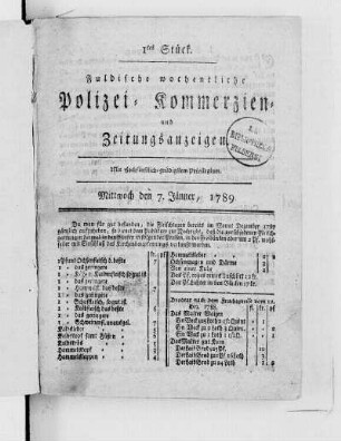 1tes Stück., Ausgabe vom 7. Januar 1789