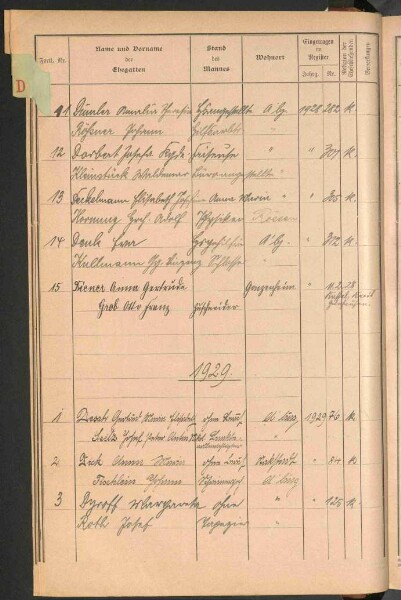 Standesamtsbuch der Stadt Aschaffenburg: Register Eheschließungen 1927 - 1929