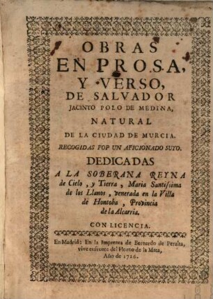 Obras en Prosa y Verso de Salvador Jacinto Polo de Medina