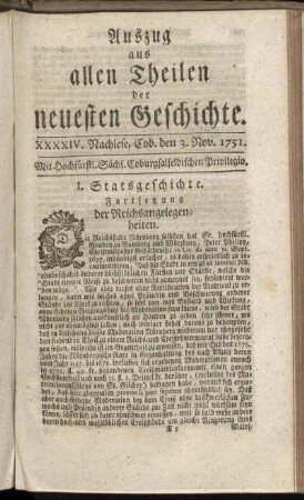 XXXXIV. Nachlese, Cob. den 3. Nov. 1751.
