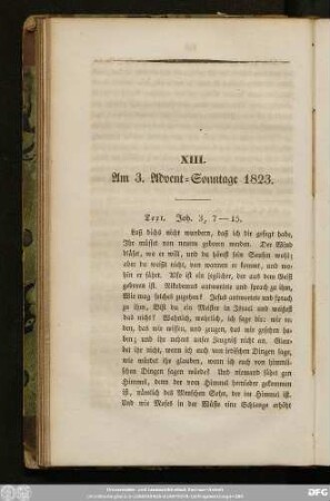 XIII. Am 3. Advent-Sonntage 1823.
