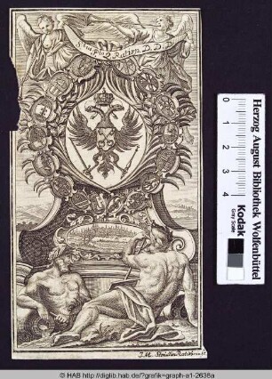 Symbolhafte Darstellung: Wappen - Vedute m. Doppeladler für Stui. Plo. Q. Ratisp. DDD.