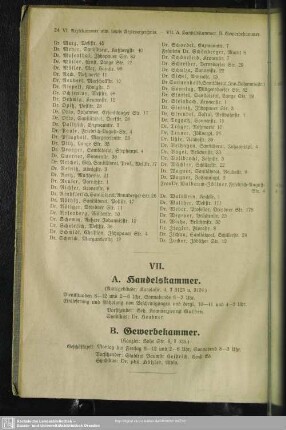 VII. Handelskammer, Gewerbekammer
