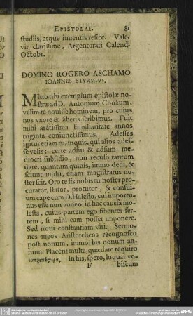 Domino Rogero Aschamo Ioannes Sturmius
