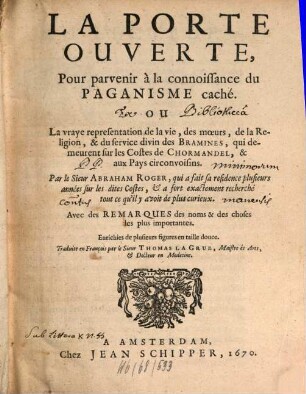 La Porte ouverte pour prévenir à la connaissance du Paganisme caché