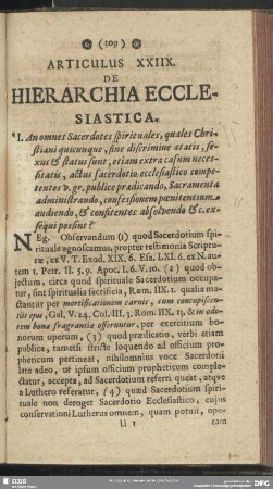 Articulus XXIIX. De Hierarchia Ecclesiastica