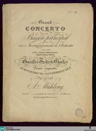 Grand concerto pour le basson principal : avec accompagnement de l'orchestre; oeuv. 24