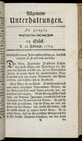15 Stück. d. 22. Februar 1769.