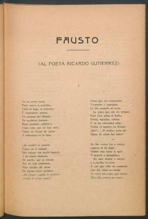 Fausto : (Al poeta Ricardo Guitiérrez)