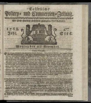 47tes Stueck, Montag den 21ten November. 1768